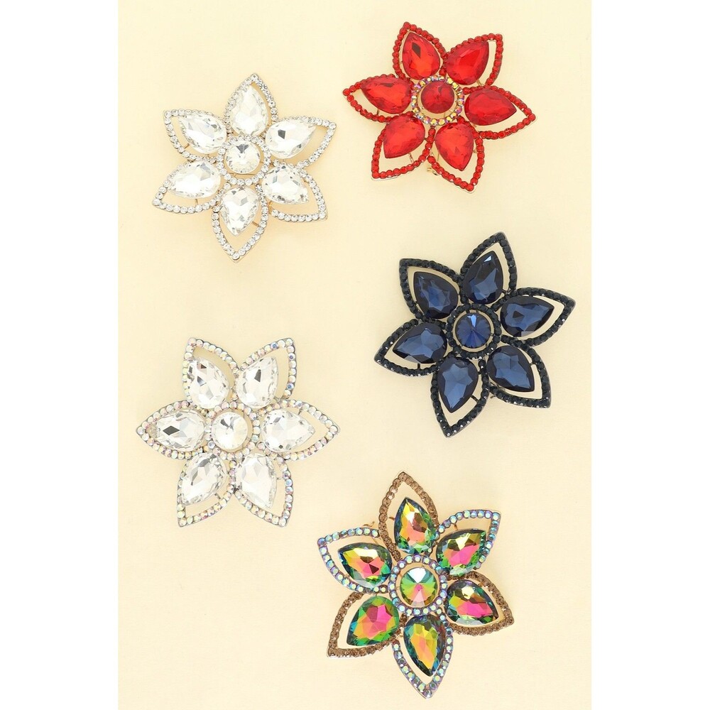 Vintage Floral Crystal Gemstone Brooch Pin - Diona J